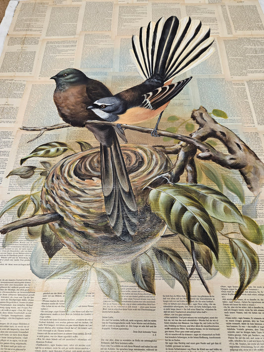 Fantail + Wood Pigeon Unframed 80CM X 110CM