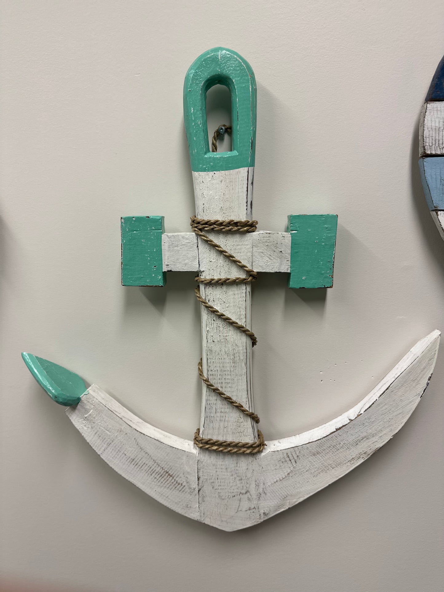 Wooden Boat Anchor Green