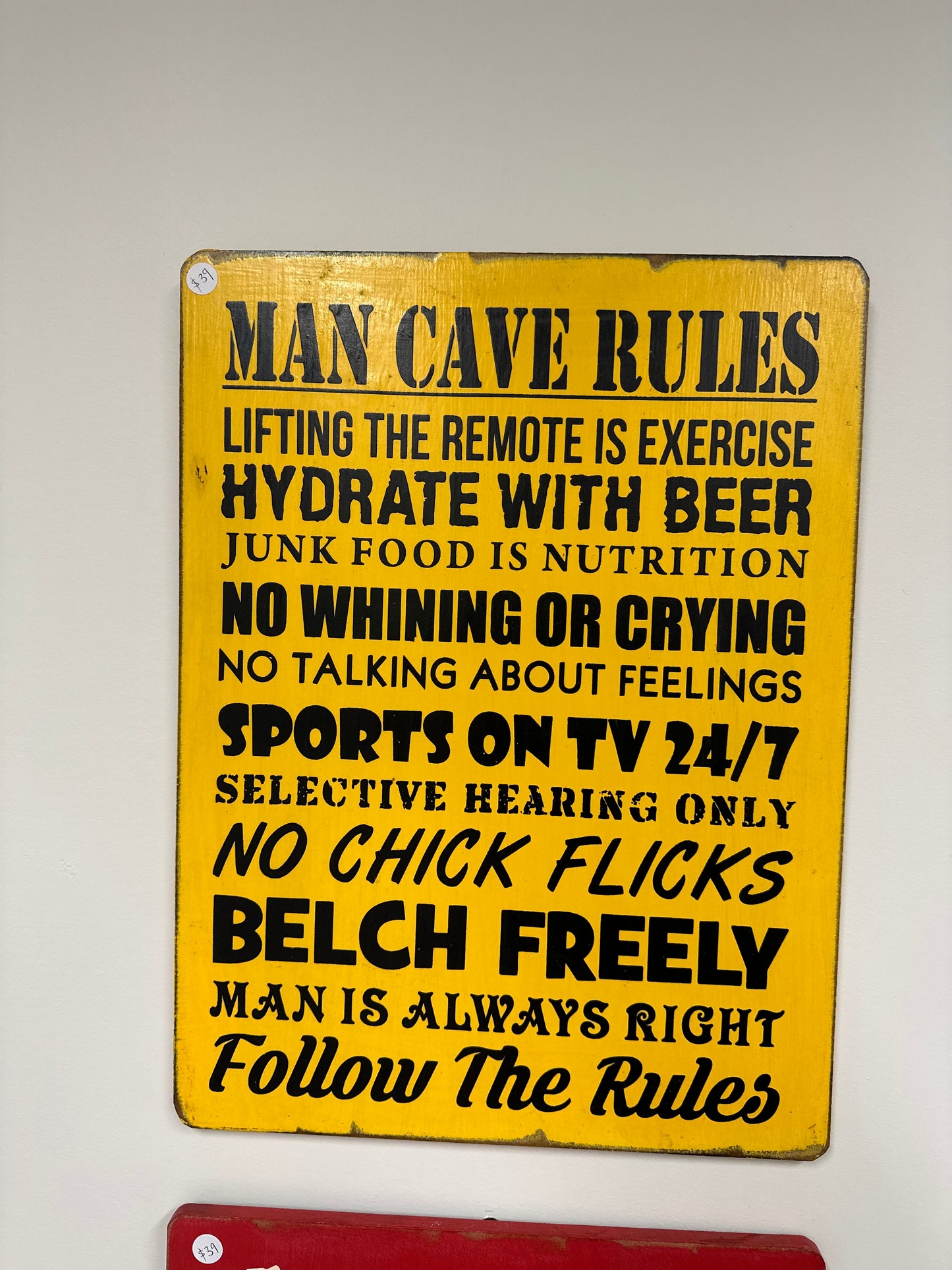 Man Cave Rules Yellow