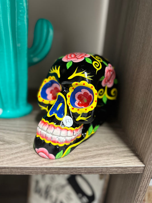 Mexican Skull Blk /flowers