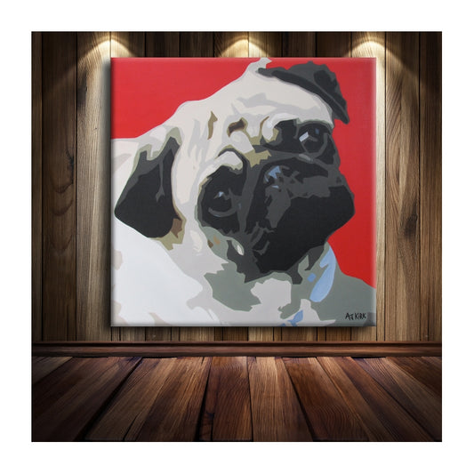 Pug Love Red - Unframed 80CM X 80CM